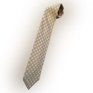 😎Ermenegildo Zegna tan patterned silk neck tie in  excellent condition